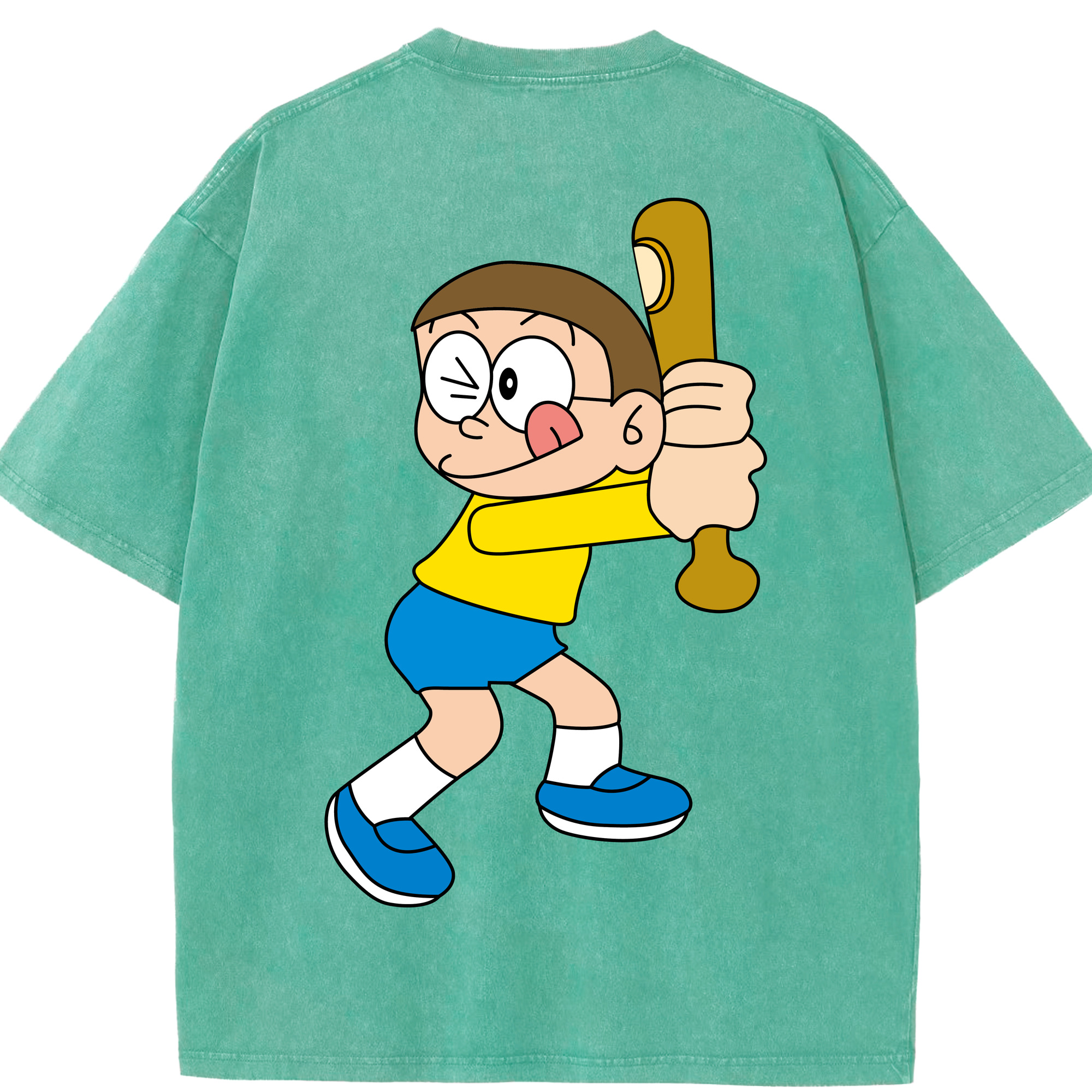 （画像用） ドラえもん 野比 のび太 Doraemon Nobita Nobi 綿100% ヴィンテージ風 半袖Tシャツ（背面プリント）